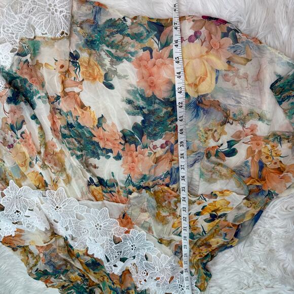 Anthropologie Petites V-Neck Ruffle Lace Midi Dress Size 2P Ivory Bohemian NWT - Picture 4 of 16